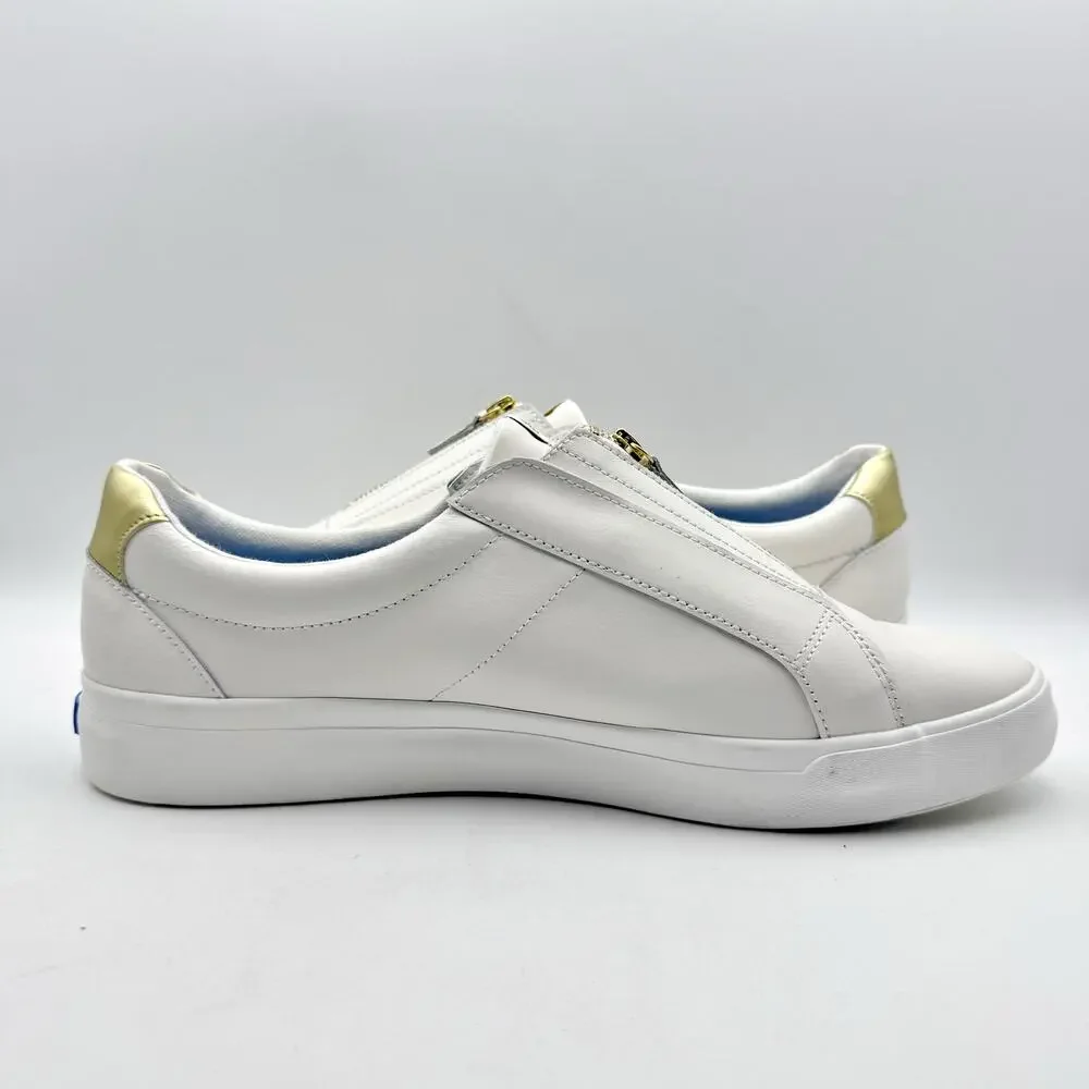 Keds Womens Pursuit Low Sneakers US 14.5 Wide White Gold Metallic Leather EUC